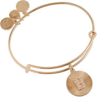 Alex and Ani Pave Starburst Texture Initial Bangle Bracelet in Gold - B at Nordstrom