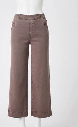 Spanx Stretch Twill Cropped Wide Leg Pant In Smoke