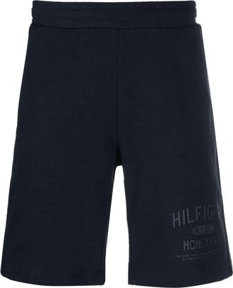 Tommy Hilfiger logo-print track shorts - men - Cotton/Polyester - L - Blue