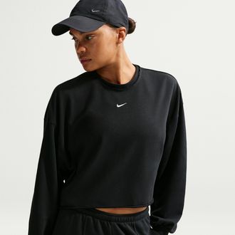 Nike Womens Nike Sportswear Chill Terry Oversized French Terry Crew-Neck Sweatshirt in Black | IF0228-010