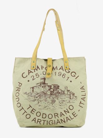 Campomaggi Borsa shopper Genziana stampa Teodorano verde