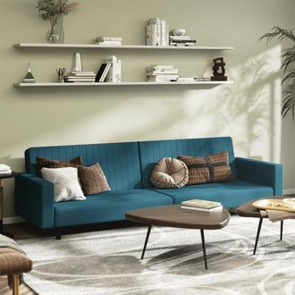 vidaXL Sof&aacute; Cama De 2 Plazas Terciopelo Azul Vidaxl