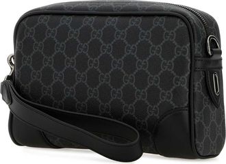 Gucci Mens Printed Canvas Small Gg Emblem Crossbody Bag Blackblackblack Borse A Tracolla