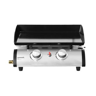 Sweeek Plancha de gas con 2 quemadores de acero inoxidable, 5kw, negro