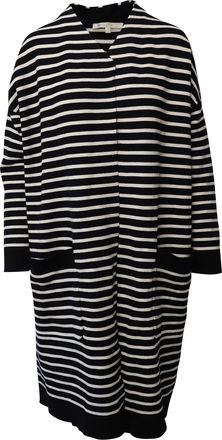 Maje Knitted Long Coat in Black and White Acrylic