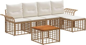 vidaXL Conjunto De Sof&aacute;s De Exterior 6 Uds. 5 Plaza Natural Y Crema Vidaxl