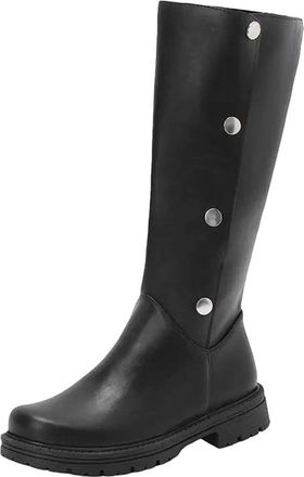 Generic Womens Leisure Knee High Boots Round Toe Low Square Heel With Button Closure And Convertible Two-Way Wear Design