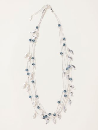Fat Face FatFace Layered Leaf Necklace in Silver Tone