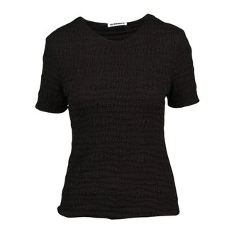 Jil Sander Tops, Dames, Zwart, S, Gekreukelde stretch blouse