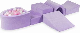 OEM Parque Infantil De Espuma Con Puente Y Piscina Micro Velvet Soft Purple + 100 Pelotas: Transparente, Blanca, Rosa Claro, Rosa Empolvado
