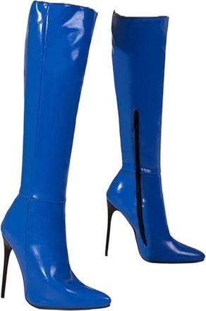 Generic Womens Knee High Heeled Boots Long Shaft Side Zipper Pu Leather Winter Party Boot