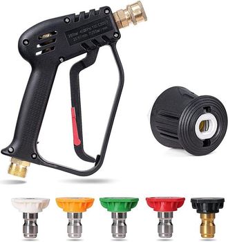OEM Pistola Hidrolavadora De Alta Presi&oacute;n De 4350 Psi Con 5 Boquillas, Para Limpieza De Veh&iacute;culos, Interfaz M22 (14 Mm), Conexi&oacute;n R&aacute;pida De 1/4, Adaptador