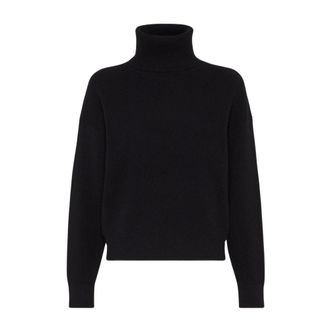 Brunello Cucinelli Truien & Vesten, Dames, Zwart, M, Wol, Turtleneck Trui