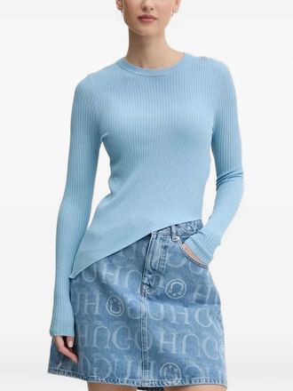 HUGO BOSS Maglione asimmetrico a coste - Blu
