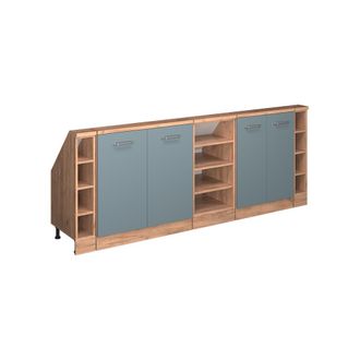 Vicco Armario De Cocina Para Techo Inclinado R-line, Roble Azul-gris-dorado, 210 Cm Lote De 5, Vicco
