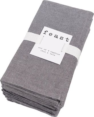 KAF Home Kaf Home Set Of 8 Overbrook Chambray Napkins