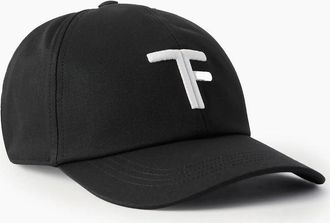 Tom Ford Mens CANVAS + SMOOTH LEATHER CAP - Black - Size: L