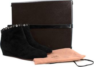 Alaia Black Suede Concealed Wedge Ankle Boots Size 36