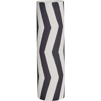 Beliani Beliani - Jarr&oacute;n Florero Decoraci&oacute;n Del Hogar Gres Impermeable Blanco Y Negro Goby