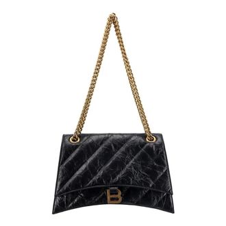 Balenciaga Tassen, Dames, Zwart, ONE Size, Leer, Zwarte Crossbody Tas met Metalen Band