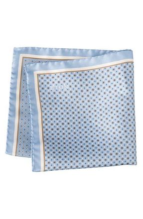 Eton Geometric Print Silk Pocket Square in Blue at Nordstrom
