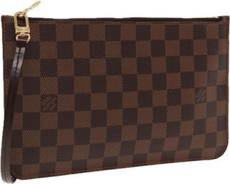 Louis Vuitton Neverfull Pouch Brown Canvas Clutch Bag (Pre-Owned)