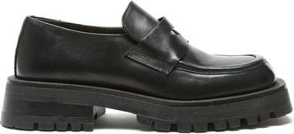 British Passport Womens Full-Grain Calfskin Leather Penny Loafer In Black