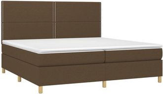 vidaXL Vidaxl - Cama Box Spring Colch&oacute;n Luces Led Tela Marr&oacute;n Oscuro 200x200 Cm