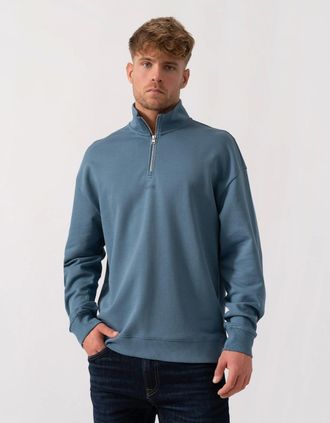 HUGO BOSS Mens HUGO Durty244 Mens 1/4 Zip Sweatshirt - Open Blue 496 - Size: 38