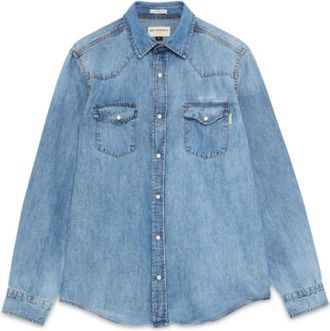 Roy Rogers Camicia in denim stone washed - Heren - Spijkeroverhemden - Blauw - S - Denim - Overhemden