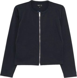 agnès b. logo-embroidered sweatshirt - women - Cotton - 2 - Blue