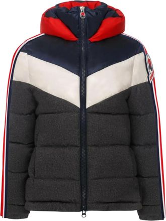 Invicta Claudia Shiny Contrast Colors Puffer Jacket in Grey/Navy/Red Women