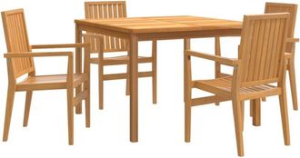 vidaXL 5 Piece Garden Dining Set Solid Wood Teak vidaXL