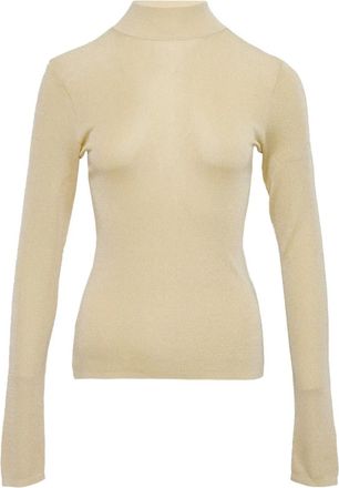 Self Portrait mock-neck top - women - Fabric - L - Neutrals
