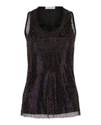 Ferragamo Crystal Embellished Mesh Tank Top
