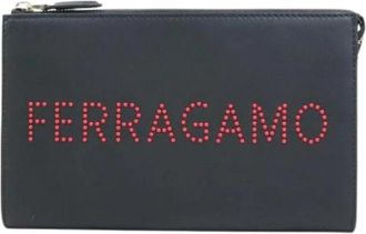 Ferragamo Pre-owned Leather clutches - unisex - Vintage Clutch - Zwart - ONE Size - Leer - Vintage