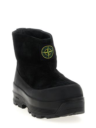 Stone Island Mens Black Rubber Ankle Boots