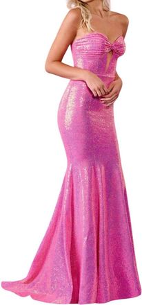 Rachel Allan Strapless Sweetheart Prom Dress In Hot Pink