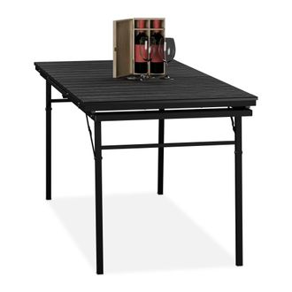 Relaxdays Relaxdays Mesa De Jard&iacute;n Plegable, Tablero Extensible, 8 Personas, Pl&aacute;stico Y Acero, Largo De 166-215cm, Exterior, Negro