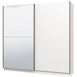 Dmora Guardaroba Grande Galtelli, Armadio Camera da Letto Appendiabiti, 8 Ripiani, Apertura Scorrevole, 217x210h cm Bianco Opaco