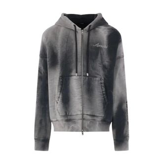 Amiri Zip-throughs, male, Black, Size: L Embellished Logo Zip-Up Hoodie