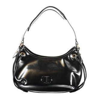 Twinset Shoulder Bags, female, Black, Size: ONE SIZE Glossy Hobo Bag with Laces