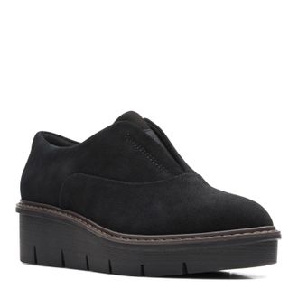 Clarks Womens Airabell Sky Shoes, Color Black Suede, Size: 7.5 UK