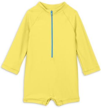 primary Long Sleeve One-Piece Rashguard Swimsuit in Banana at Nordstrom, Size 3-6M