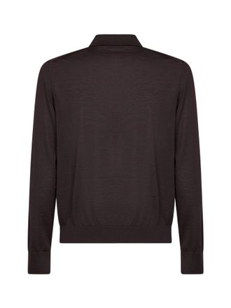 Prada Mens Polo Shirt Dark Brown Virgin Wool T-shirts And Polos