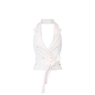 Elisabetta Franchi Dames, Tops, Wit, Maat: 2XL Gabardine