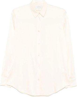 Forte_Forte Overhemden, Dames, Beige, L, Beige Overhemd met Klassieke Kraag