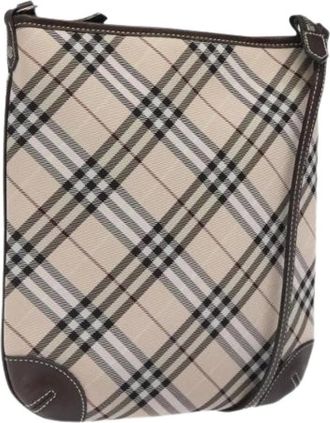Burberry Pre-owned Cross Body Bags, female, Beige, Size: ONE SIZE Pre-owned Canvas Shoulder Bag