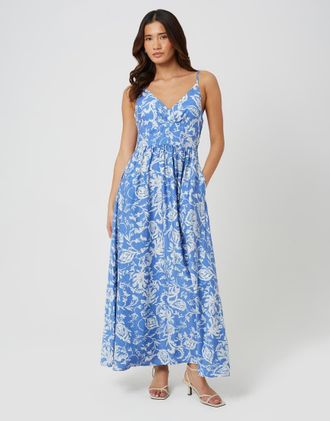 Brave Soul Vestito lungo blu a fiori con spalline sottili