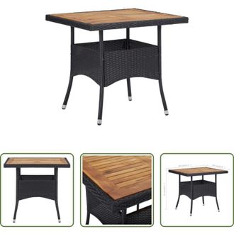vidaXL Tavolo da pranzo in rattan - Tavolo da Pranzo Esterno in Polyrattan Nero e Massello dAcacia